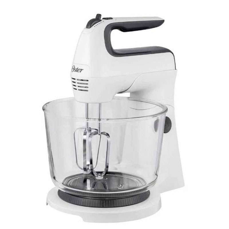 Batidora de mano y pedestal Oster blanca con acción giratoria única FPSTHS3611